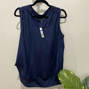 Navy silk-like tank top S/M